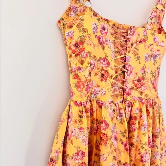 House of CB Tatiana Corset Dress | Yellow Floral - Picture 8 of 8